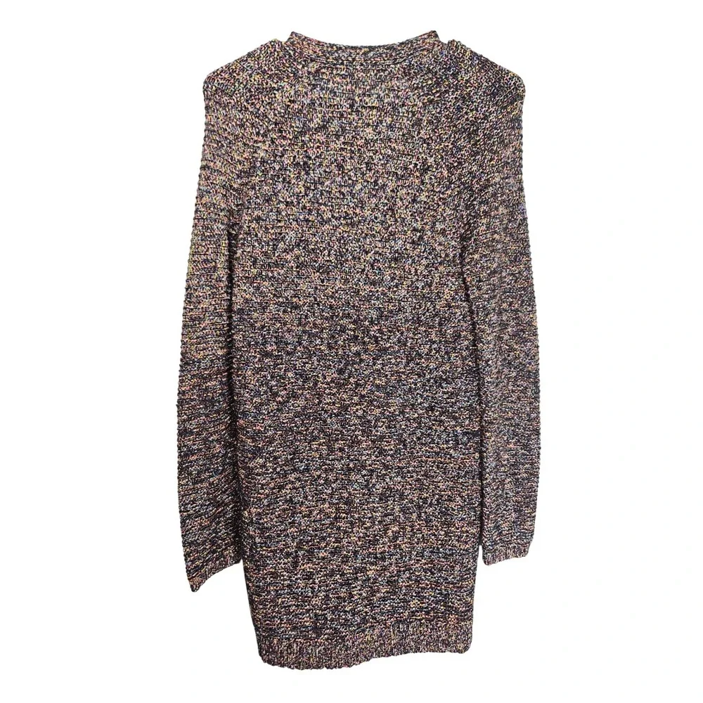 BCBG Multicolor Long Knit Cardigan Sweater M/L Pockets Button Cozy Casual‎ Chic